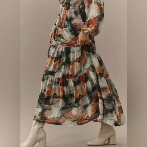 NWT! Anthro The Somerset Long-Sleeve Mock-Neck Chiffon Maxi Dress - XS  Petite - sanvalentin.cl